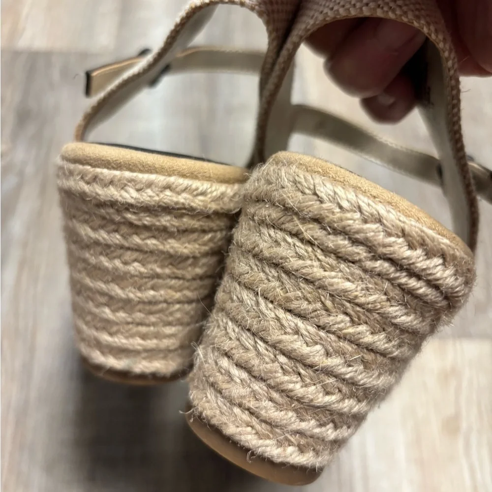 Anne Klein Ardine Gingham Pattern Espadrille Wedge Sandals